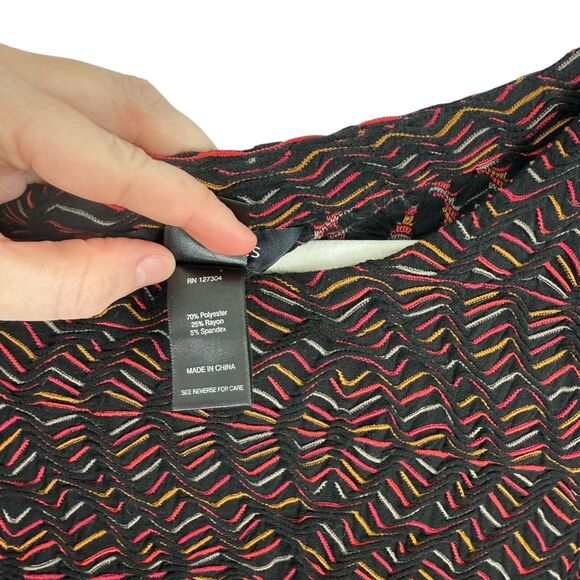 Ali Miles Geometric Multicolor Blouse Boho Artsy 3D Knit Womens Size Medium - Picture 4 of 7